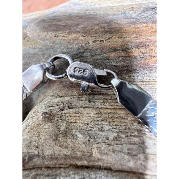 Sterling Silver 925 Herringbone Chain Necklace 23" Elegant & Versatile Design - Picture 4 of 5